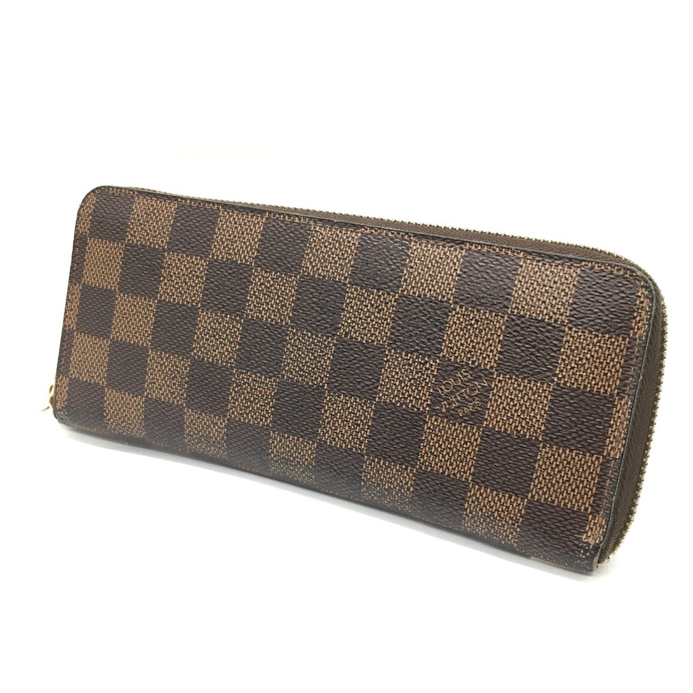 Louis Vuitton Damier Portefeuille Clemence Round Wallet Canvas Leather Brown